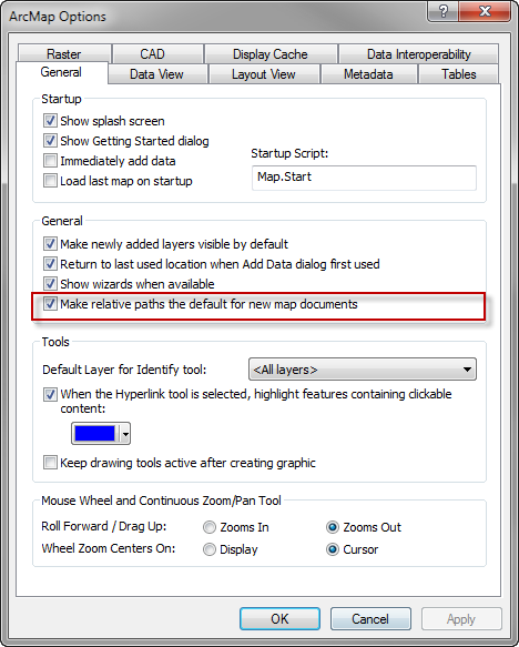 Arcmap Options